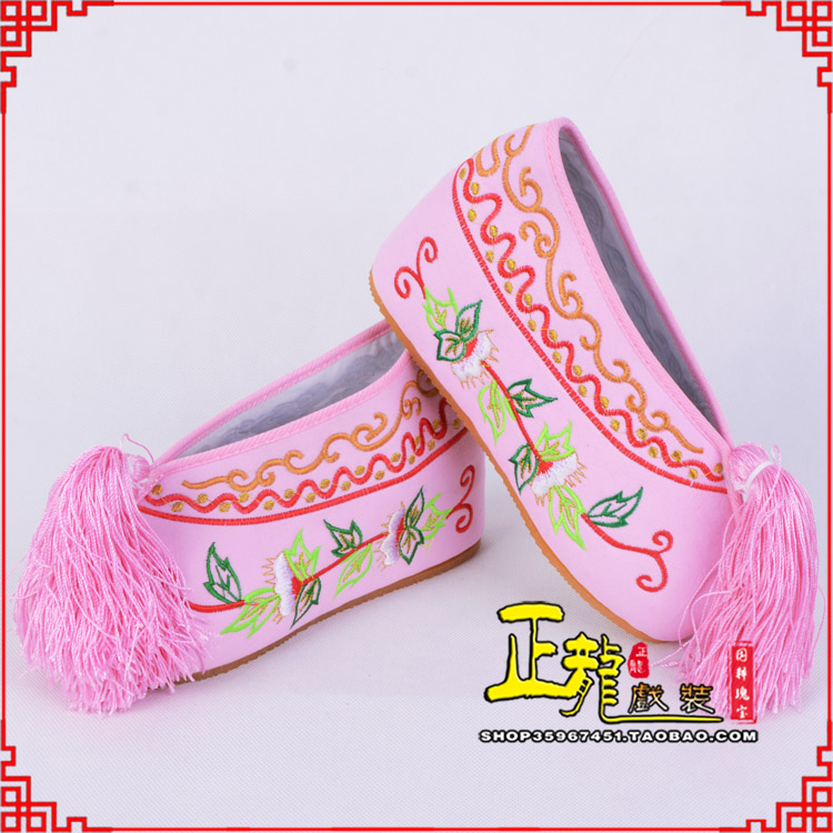 永宁花旦鞋女绣花彩鞋 舒适款草花内高彩鞋