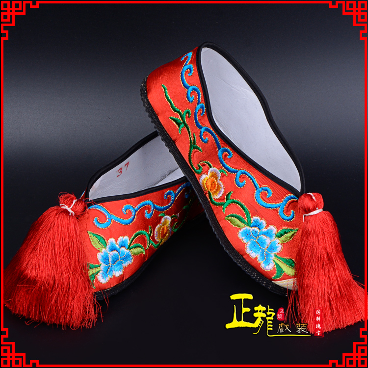 永宁京剧越剧戏曲彩鞋花旦绣花 普平底彩鞋